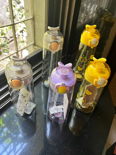 Cute Teddy Transparent Straw Bottles