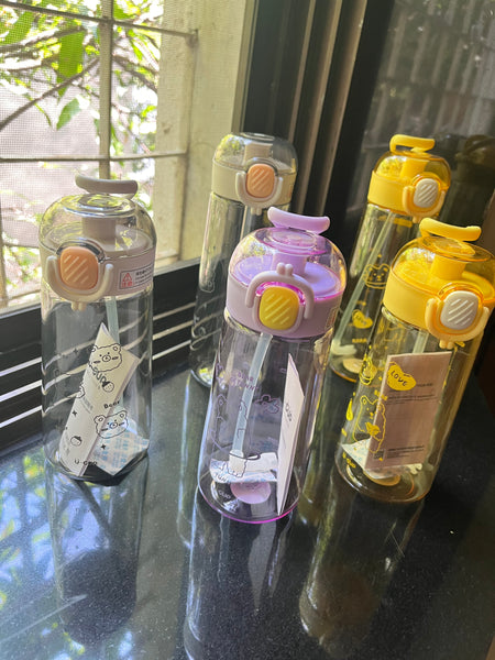 Cute Teddy Transparent Straw Bottles