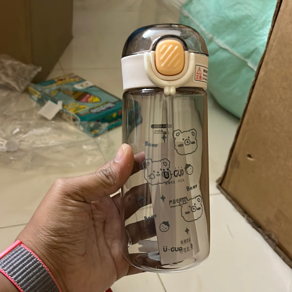 Cute Teddy Transparent Straw Bottles
